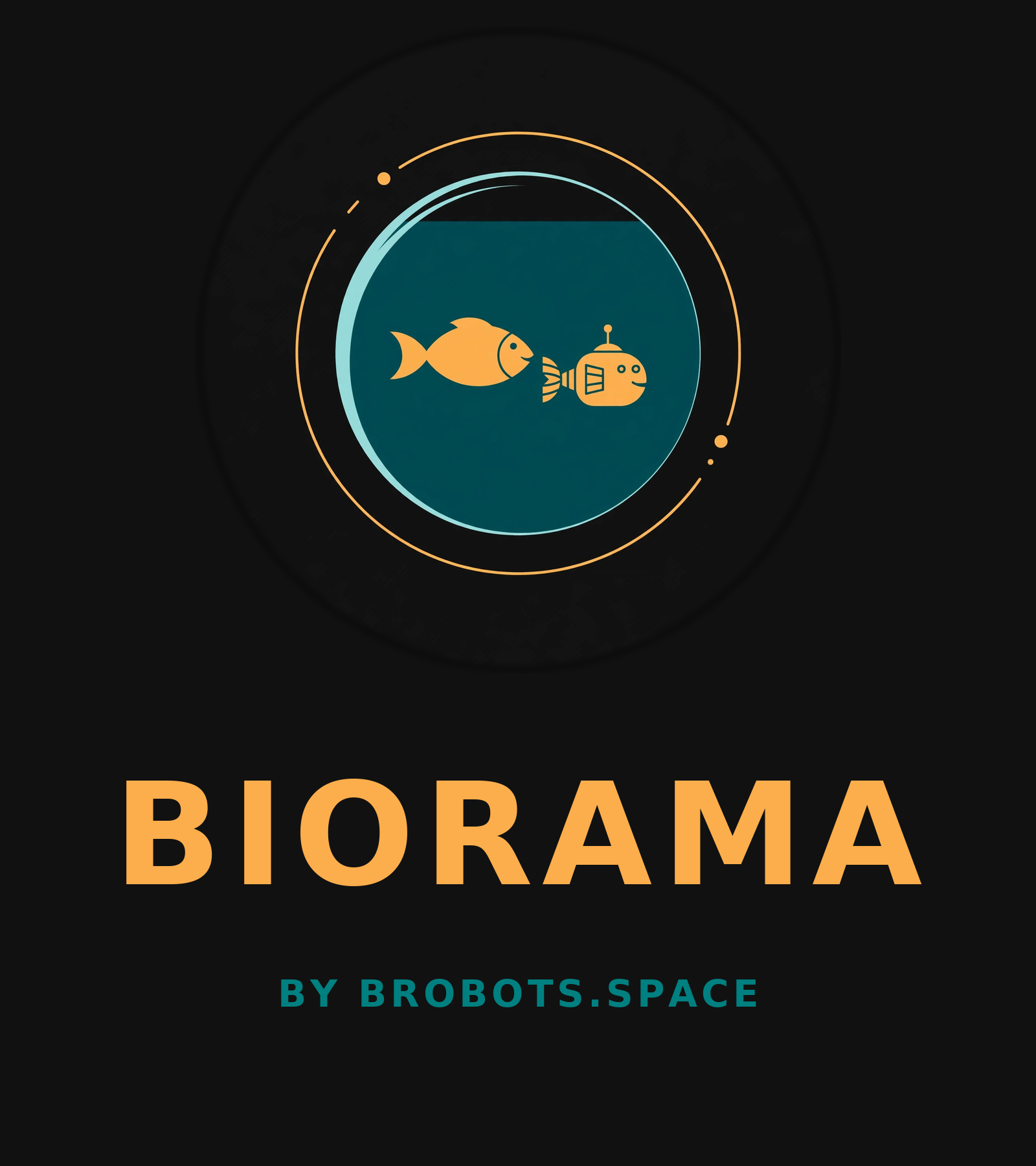 Biorama by Brobots — a goldfish and a robot fish in a bowl