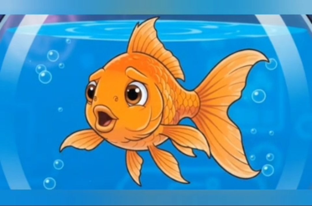 A goldfish with a shocked expression